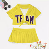 Custom Light Yellow Purple Cheerleading Uniform Set