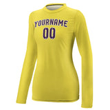 Custom Light Yellow Purple Women's Long-Sleeve Shirt