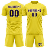 Custom Light Yellow Purple Soccer Jersey