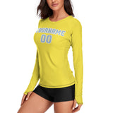 Custom Light Yellow Light Blue Women's Long-Sleeve Shirt