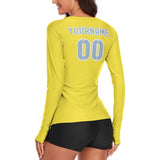 Custom Light Yellow Light Blue Women's Long-Sleeve Shirt