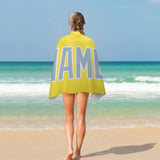 Custom Light Yellow Light Blue Beach Towel