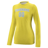 Custom Light Yellow Light Blue Women's Long-Sleeve Shirt