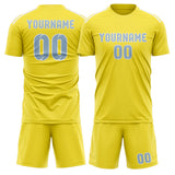 Custom Light Yellow Light Blue Soccer Jersey