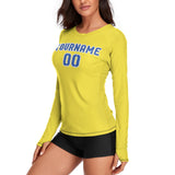 Custom Light Yellow Sky Blue Women's Long-Sleeve Shirt