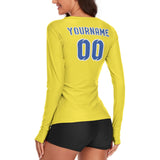 Custom Light Yellow Sky Blue Women's Long-Sleeve Shirt
