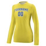 Custom Light Yellow Sky Blue Women's Long-Sleeve Shirt