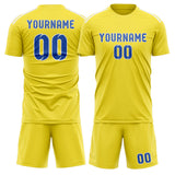 Custom Light Yellow Sky Blue Soccer Jersey