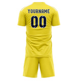 Custom Light Yellow Blue Soccer Jersey