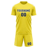 Custom Light Yellow Blue Soccer Jersey