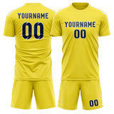 Custom Light Yellow Blue Soccer Jersey