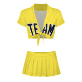 Custom Light Yellow Navy Cheerleading Uniform Set