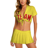 Custom Light Yellow Orange Red Cheerleading Uniform Set