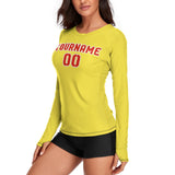 Custom Light Yellow Orange Red Women's Long-Sleeve Shirt