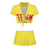 Custom Light Yellow Orange Red Cheerleading Uniform Set