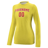 Custom Light Yellow Orange Red Women's Long-Sleeve Shirt