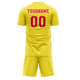 Custom Light Yellow Orange Red Soccer Jersey