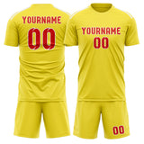 Custom Light Yellow Orange Red Soccer Jersey
