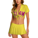 Custom Light Yellow Pink Cheerleading Uniform Set