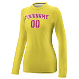 Custom Light Yellow Pink Women's Long-Sleeve Shirt