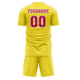 Custom Light Yellow Pink Soccer Jersey
