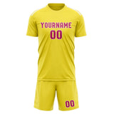 Custom Light Yellow Pink Soccer Jersey