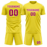 Custom Light Yellow Pink Soccer Jersey