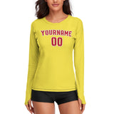 Custom Light Yellow Red Women's Long-Sleeve Shirt