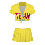 Custom Light Yellow Red Cheerleading Uniform Set