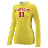 Custom Light Yellow Red Women's Long-Sleeve Shirt