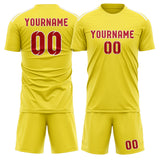 Custom Light Yellow Red Soccer Jersey