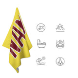 Custom Light Yellow Crimson Red Beach Towel