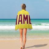 Custom Light Yellow Crimson Red Beach Towel