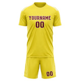 Custom Light Yellow Crimson Red Soccer Jersey