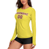 Custom Light Yellow Coral Red Women's Long-Sleeve Shirt