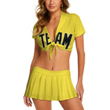 Custom Light Yellow Black Cheerleading Uniform Set