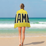 Custom Light Yellow Black Beach Towel