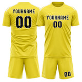 Custom Light Yellow Black Soccer Jersey