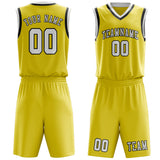 Custom Light Yellow White Basketball Set