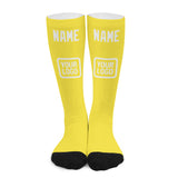 Custom Light Yellow White Knee-High Sock