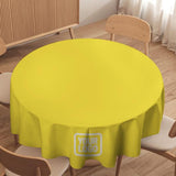 Custom Light Yellow White Round Table Cloth