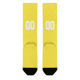 Custom Light Yellow White Knee-High Sock