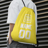 Custom Light Yellow White Drawstring Bag