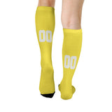 Custom Light Yellow White Knee-High Sock