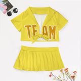 Custom Light Yellow Yellow Cheerleading Uniform Set