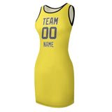 Custom Light Yellow Dark Grey Sleeveless Vest Dress