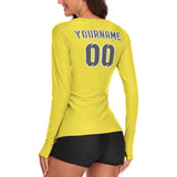 Custom Light Yellow Dark Grey Women's Long-Sleeve Shirt