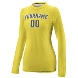 Custom Light Yellow Dark Grey Women's Long-Sleeve Shirt