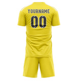 Custom Light Yellow Dark Grey Soccer Jersey