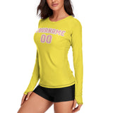 Custom Light Yellow Light Pink Women's Long-Sleeve Shirt